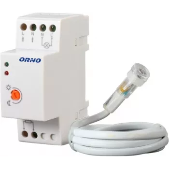ORNO OR-CR-219 interruttore crepuscolare per guida DIN con fotoresistenza esterna, 230V AC, 10A, 2-100 Lux
