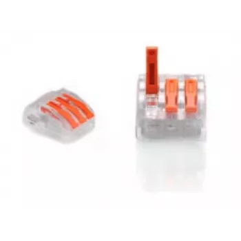 TRYTYT PC-233 connettore a leva a giunzione a 3 vie 0,2-4,0 mm² 50 pz. trasparente arancione