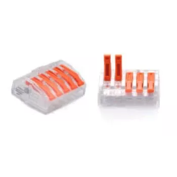 TRYTYT PC-235 connettore push-in a 5 vie 0,2-4,0 mm² confezione da 30 trasparente arancione