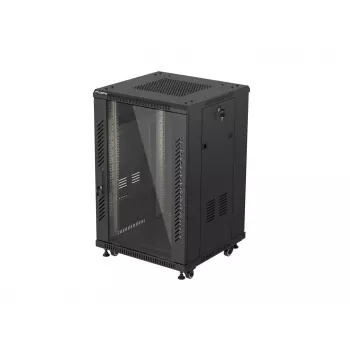 Lanberg armadio a rack da terra 19 pollici 18U 600x600 nero con porta in vetro (Flat Pack)
