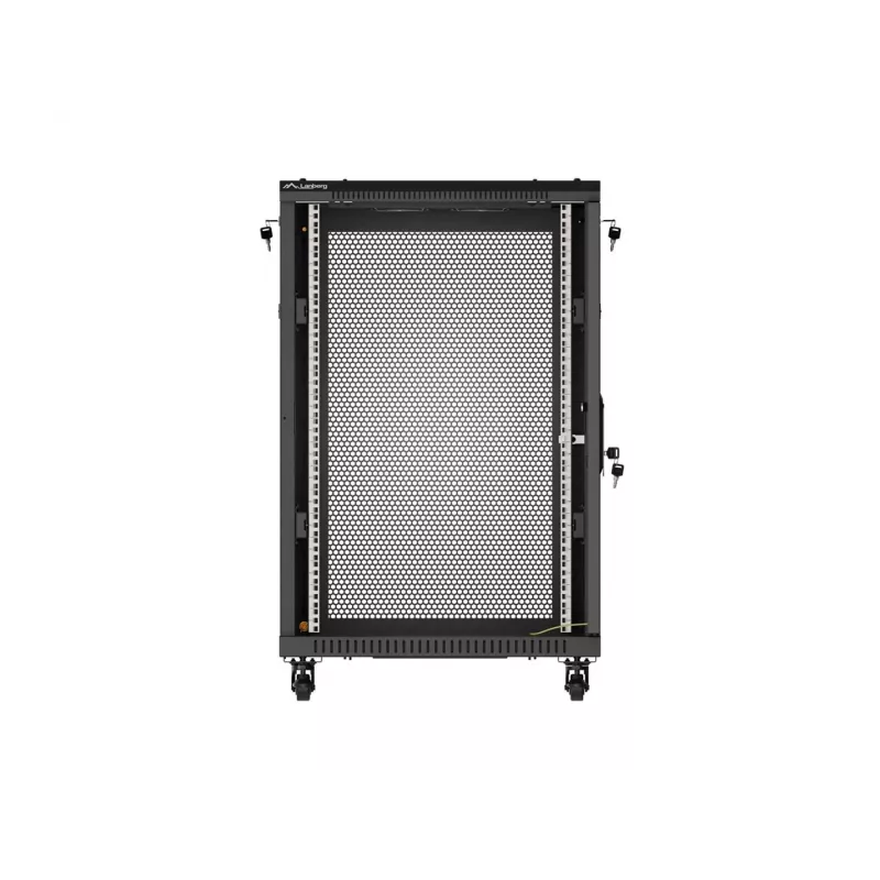 Lanberg armadio a rack da terra 19 pollici 18U 600x600 nero con porta perforata (Flat Pack)