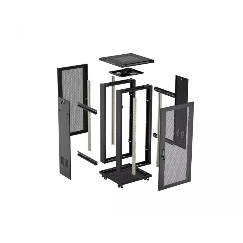 Lanberg armadio a rack da terra 19 pollici 18U 600x600 nero con porta perforata (Flat Pack)
