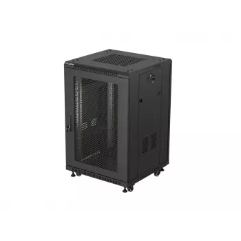 Lanberg armadio a rack da terra 19 pollici 18U 600x600 nero con porta perforata (Flat Pack)