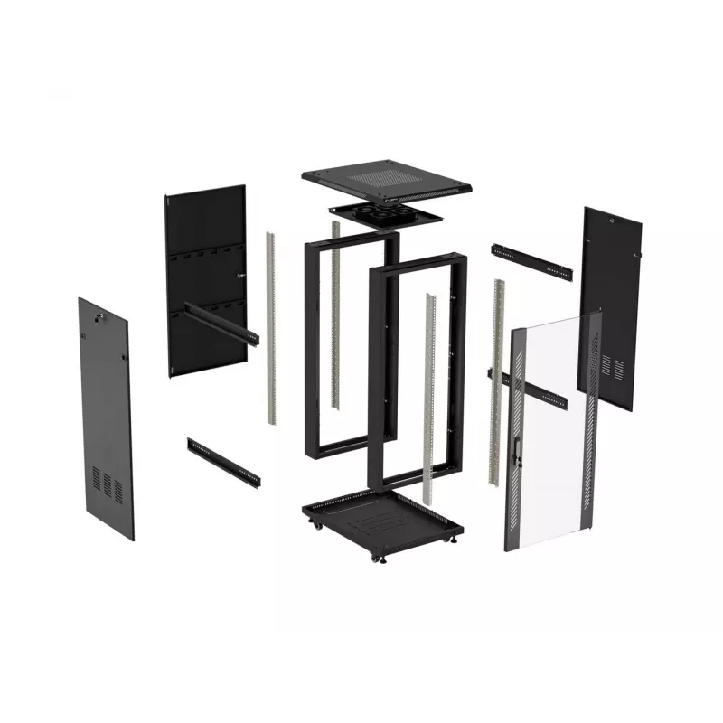LANBERG armadio rack server da terra 18U 19 pollici 600x800 mm nero con porta in vetro temperato (Flat Pack)