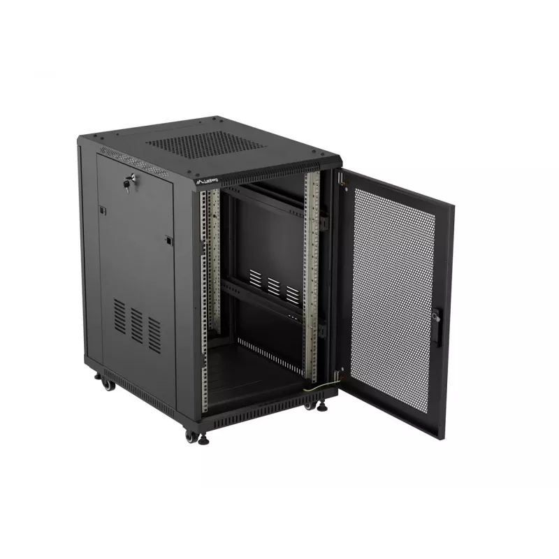 Lanberg armadio da terra 19 pollici 18U 600x800 mm nero con porte perforate (Flat Pack)