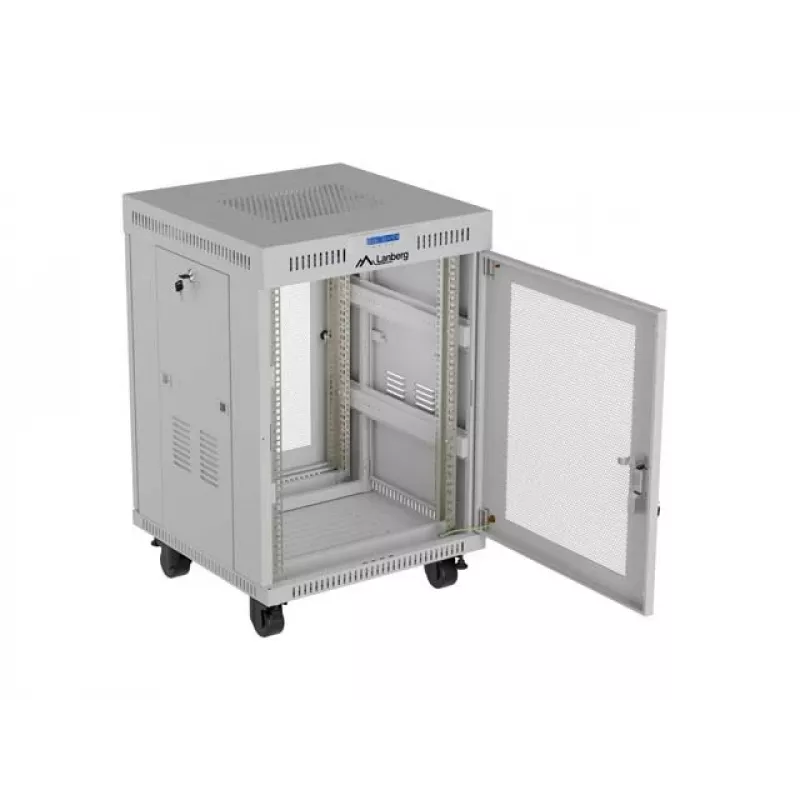 Lanberg FF01-6615-23SL armadio rack da terra 19 pollici 15U 600x600 grigio porta perforata LCD Flat Pack