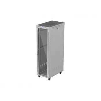 LANBERG armadio da terra 19 pollici 42U 600x1000 mm grigio, porta in vetro temperato, display LCD, Flat Pack