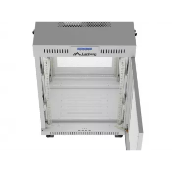 Lanberg armadio da terra 19 pollici 15U 600x800 grigio con porta perforata e LCD (Flat Pack)