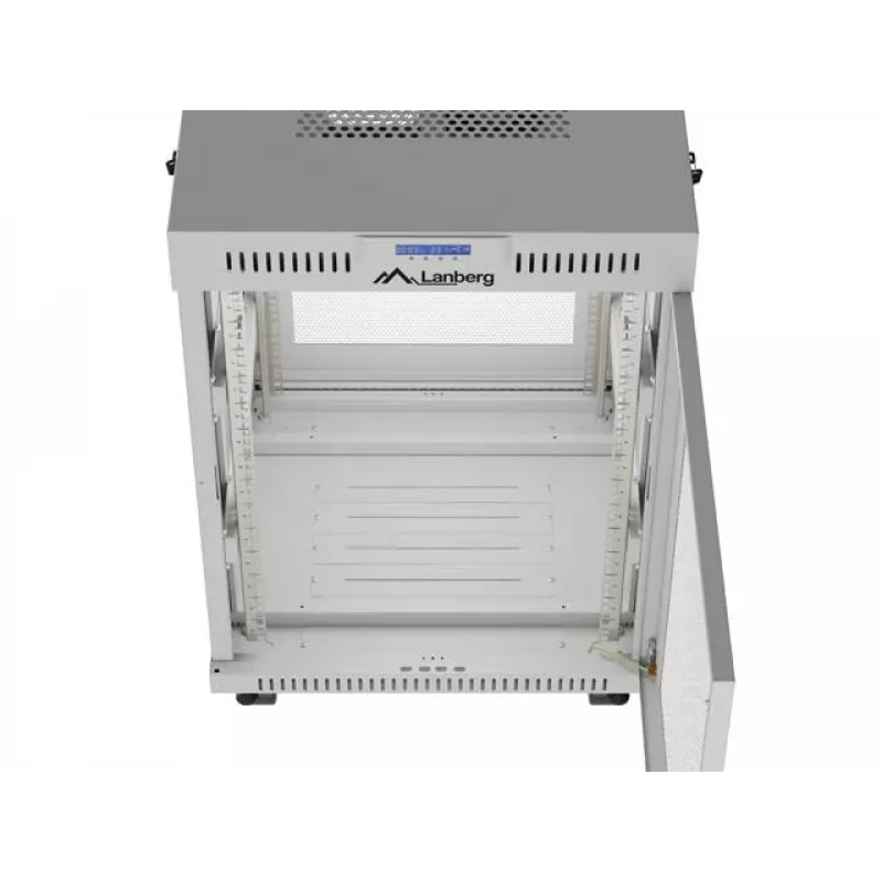 Lanberg armadio da terra 19 pollici 15U 600x800 grigio con porta perforata e LCD (Flat Pack)