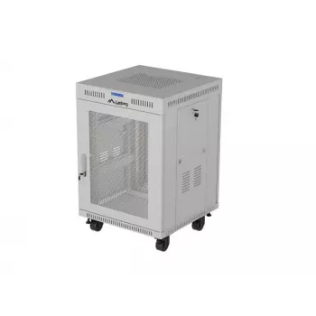 Lanberg armadio da terra 19 pollici 15U 600x800 grigio con porta perforata e LCD (Flat Pack)