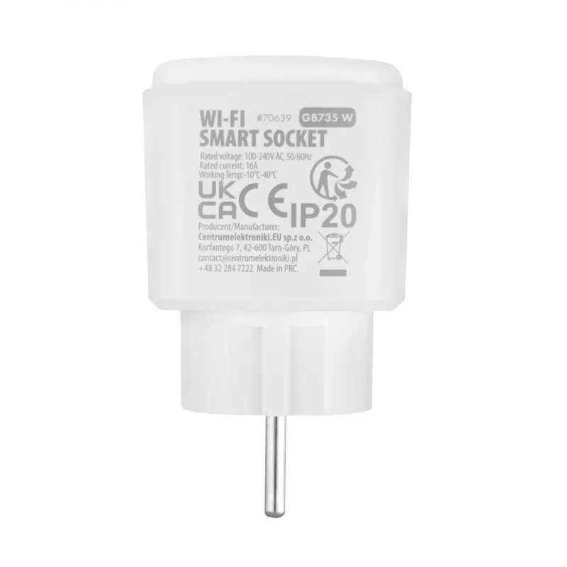 GreenBlue presa WiFi telecomandata, Android/iOS/Alexa/Google Home, timer, wattmetro, max 16A/3840W, GB735 W
