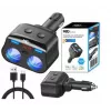 MBG Line HC69PD splitter 3 vie per accendisigari con 2x USB-C PD 30W e 2x USB-A QC 3.0, indicatore di tensione LED, 180W