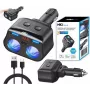 MBG Line HC69PD splitter 3 vie per accendisigari con 2x USB-C PD 30W e 2x USB-A QC 3.0, indicatore di tensione LED, 180W