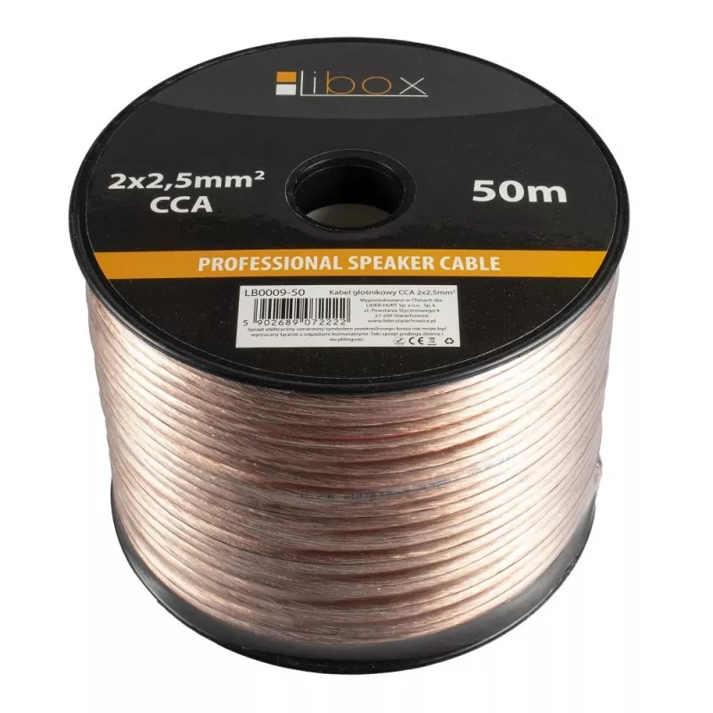 Libox cavo per altoparlanti 2x2,50 mm² LB0009-50 cavo audio 50 m trasparente