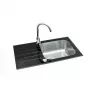 GLAM 20 set lavello da cucina in composito di granito con miscelatore monoleva nero, vasca singola, reversibile, 580x480 mm