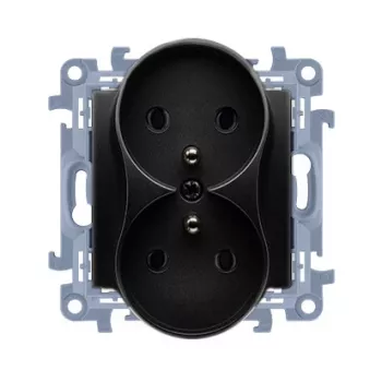 KONTAKT SIMON 10 Modulo presa doppia 2x Z/U morsetti a vite 16A 250V nero opaco