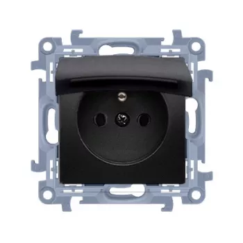 KONTAKT SIMON 10 Modulo 1x presa con sportello IP44 morsetti a molla 16A 250V nero opaco