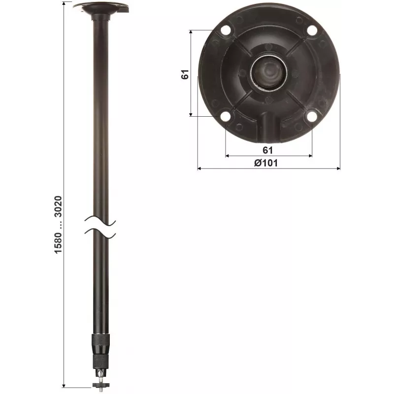 DELTA supporto a soffitto telescopico per telecamere e proiettori BR-150X300-B