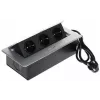 DELTA FPS-3S/CABLE ciabatta da incasso per mobili con 3 prese, cavo 1,5 m, nero