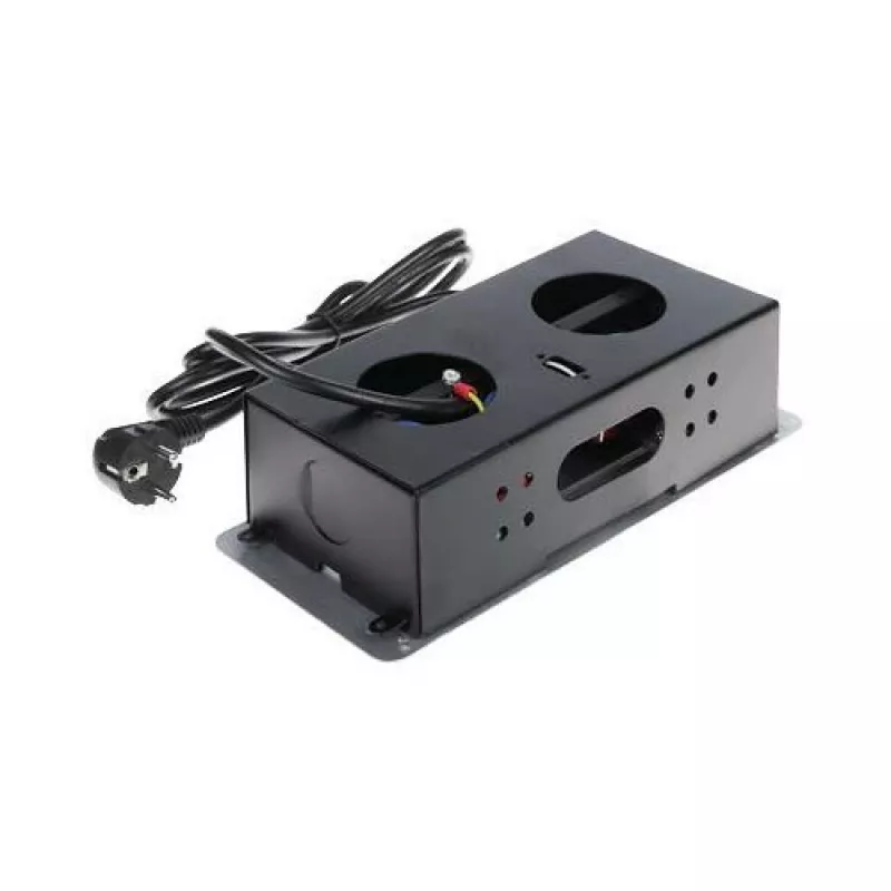 DELTA FPS-3S/CABLE ciabatta da incasso per mobili con 3 prese, cavo 1,5 m, nero
