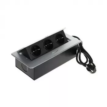 DELTA FPS-3S/CABLE ciabatta da incasso per mobili con 3 prese, cavo 1,5 m, nero