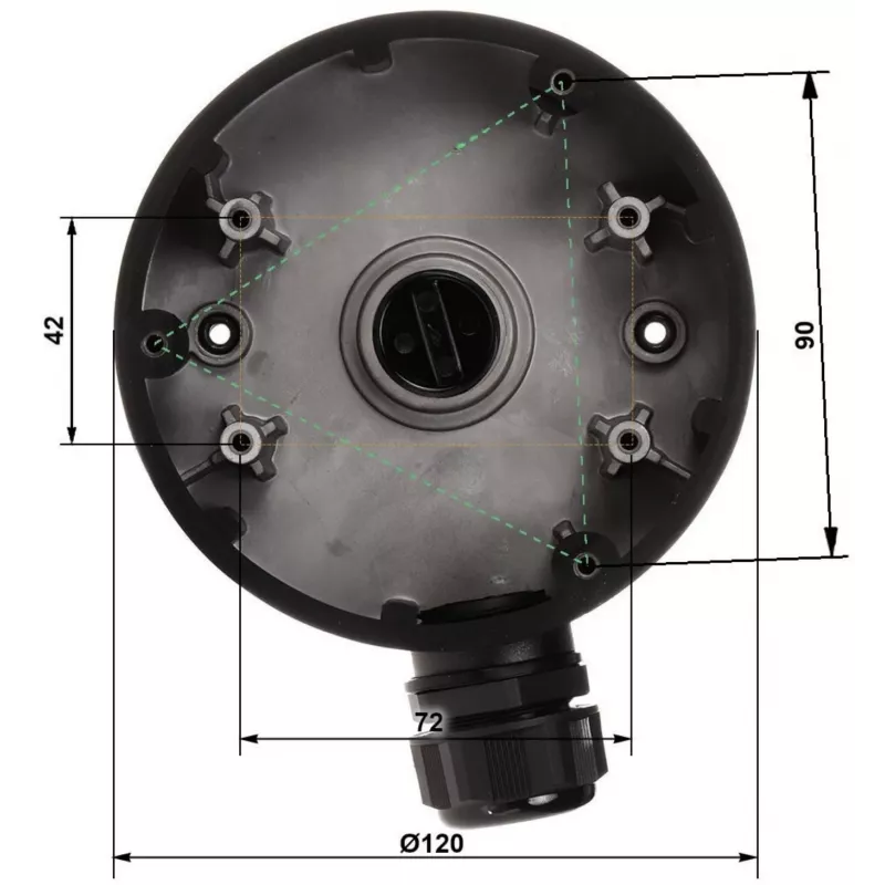 DELTA STG-1280ZJ-DM46(BLACK) scatola di derivazione / supporto per telecamera, nero, lega di alluminio