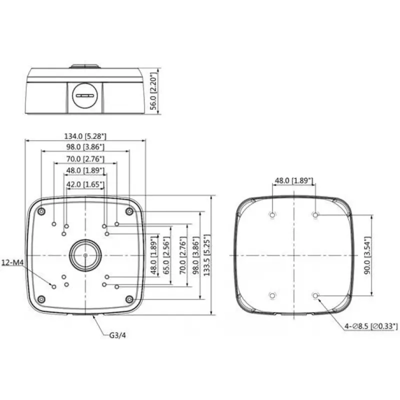 DELTA STG-PFA121(BLACK) supporto per telecamera in alluminio per scatola di derivazione, nero, IP66
