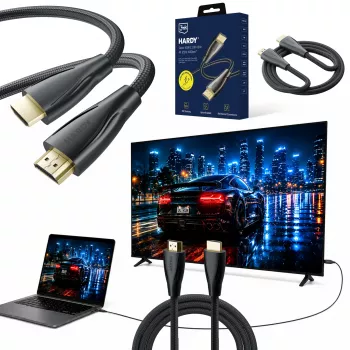 3MK PROTECTION Hardy HDMI 2.1 5m Ultra High Speed 48Gbps 8K60Hz 4K120Hz eARC VRR ALLM nero