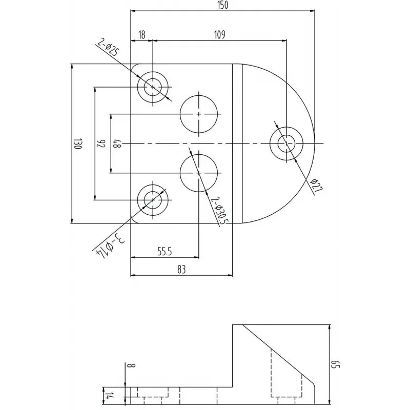 Fermo per cancello avvitabile PSG 61.191 (130x150/H65) rivestito in gomma