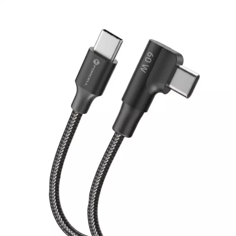 Forcell F-Energy CC-1Deg cavo USB-C a USB-C 100W PD QC4.0 5A 2m nero 90° angolare