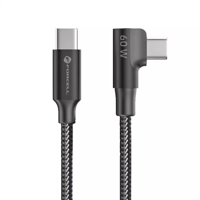 Forcell F-Energy CC-1Deg cavo USB-C a USB-C 100W PD QC4.0 5A 2m nero 90° angolare