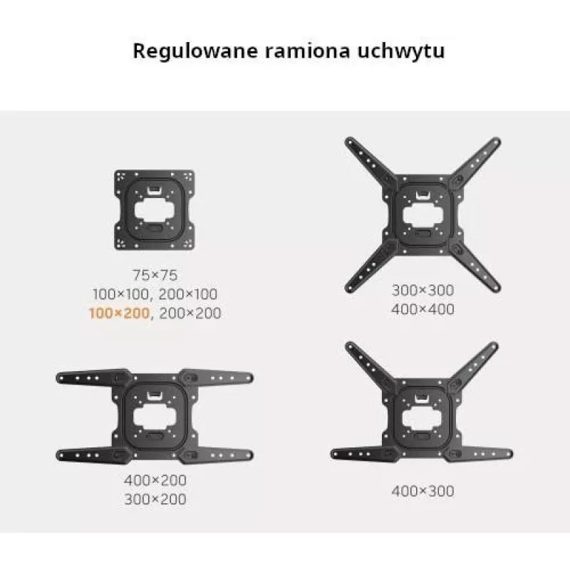 GETFORT GF-FM2365-30 supporto TV completamente orientabile per LED/LCD 23-65 pollici, 30 kg, VESA 400x400, nero