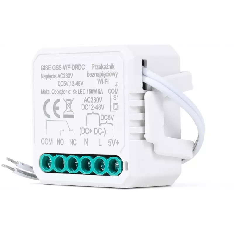 GISE modulo relè WiFi smart singolo a bassa tensione a contatto pulito | Tuya | GSS-WF-DRDC
