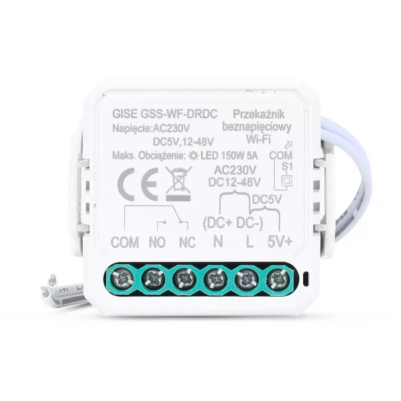 GISE modulo relè WiFi smart singolo a bassa tensione a contatto pulito | Tuya | GSS-WF-DRDC