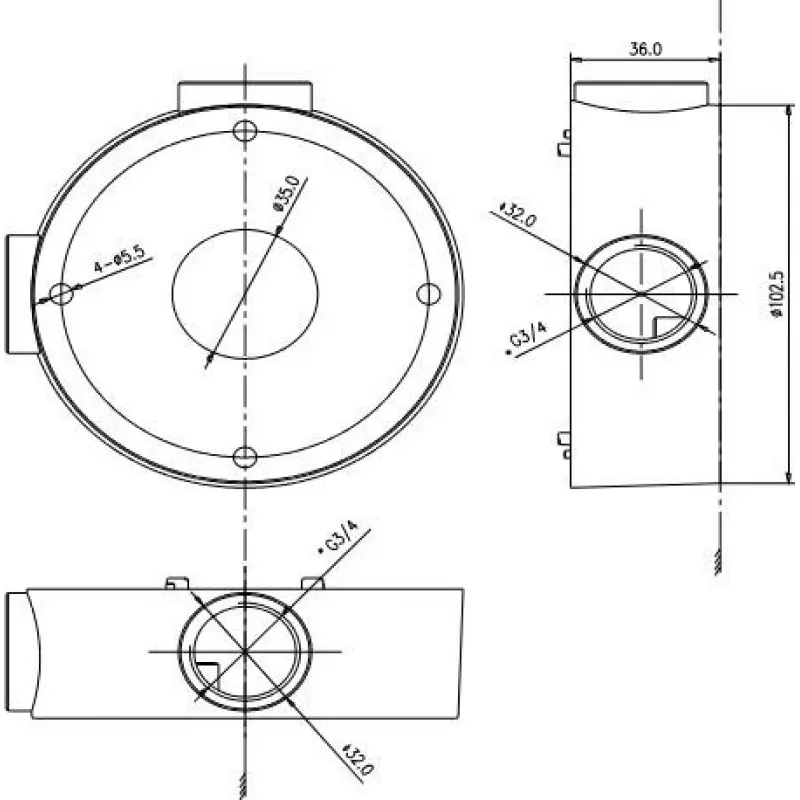 MITON MT-P1260 scatola di derivazione da parete 120x60x50mm IP65 grigio chiaro