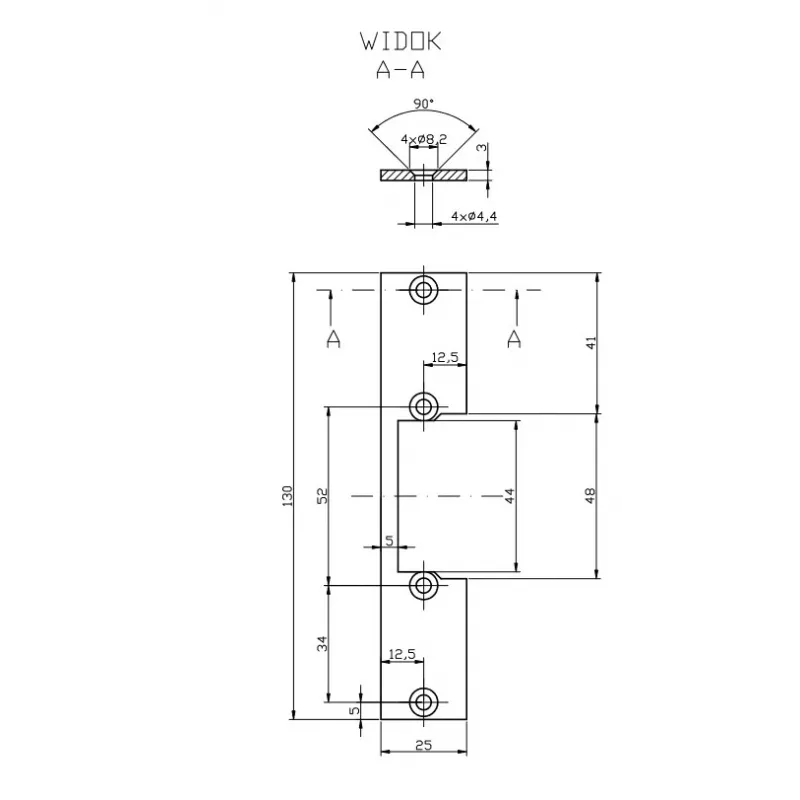 HARTTE OK-P2 barra piatta corta, S, 3mm, STC, aperta