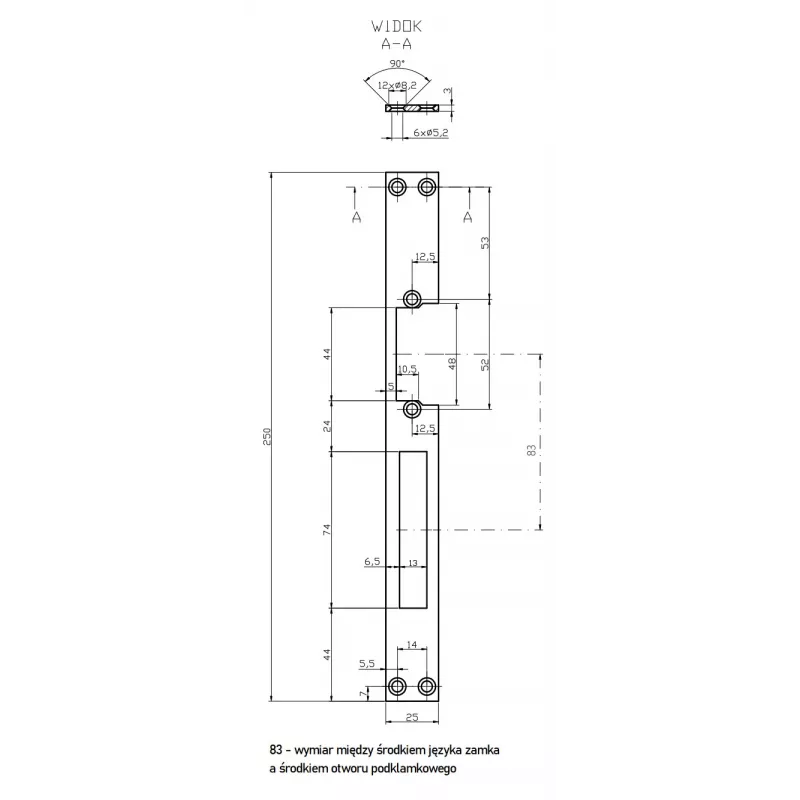HARTTE OK-P4 barra piatta lunga per serrature elettriche, 3 mm, aperta