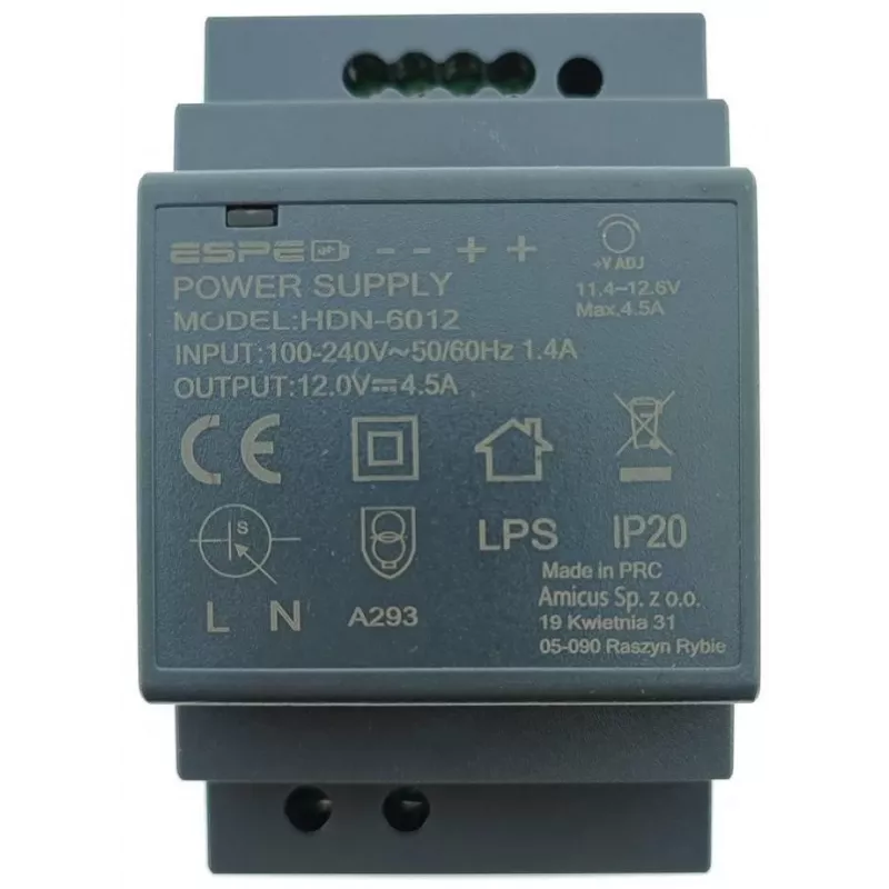 ESPE HDN-6012 alimentatore per guida DIN 12V 54W 4.5A