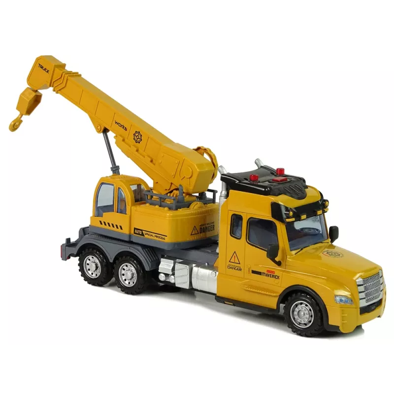 LEAN TOYS camion con gru radiocomandato Pilot 2.4G luci suoni giallo