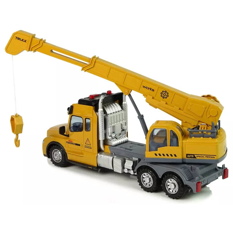 LEAN TOYS camion con gru radiocomandato Pilot 2.4G luci suoni giallo