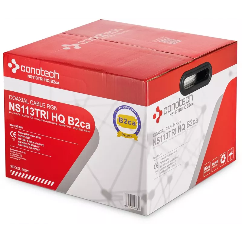 CONOTECH NS-113TRI HQ cavo coassiale RG-6 LSOH B2ca 500m bianco