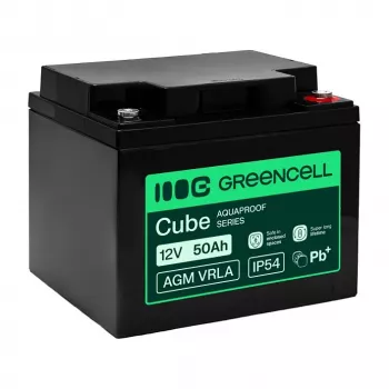 GREEN CELL AGM VRLA batteria 12V 50Ah senza manutenzione per UPS, 197x166x170mm