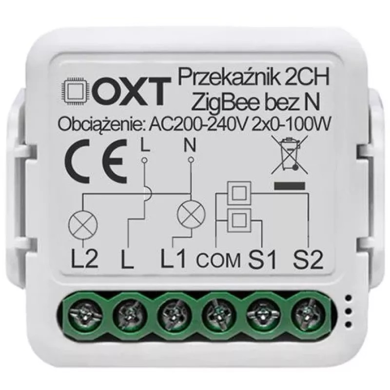 OXT modulo relè mini 2 canali senza neutro ZigBee TUYA T272