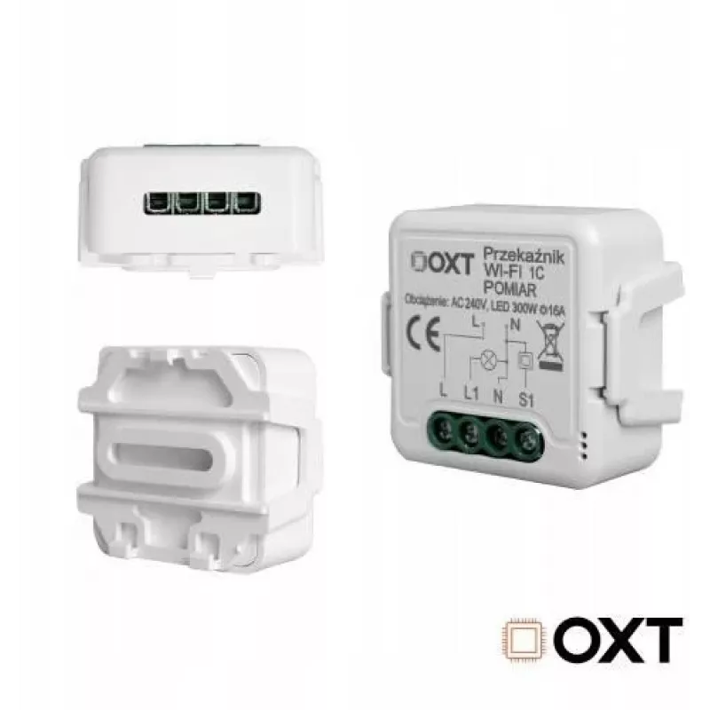 OXT T220P modulo relè Wi-Fi, 1 circuito, 16 A, misurazione energia, Tuya