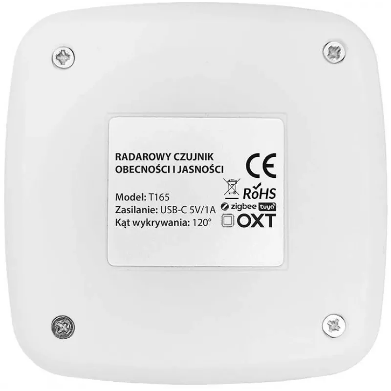 OXT T165 sensore di presenza e luminosità radar a onde millimetriche USB ZigBee Tuya