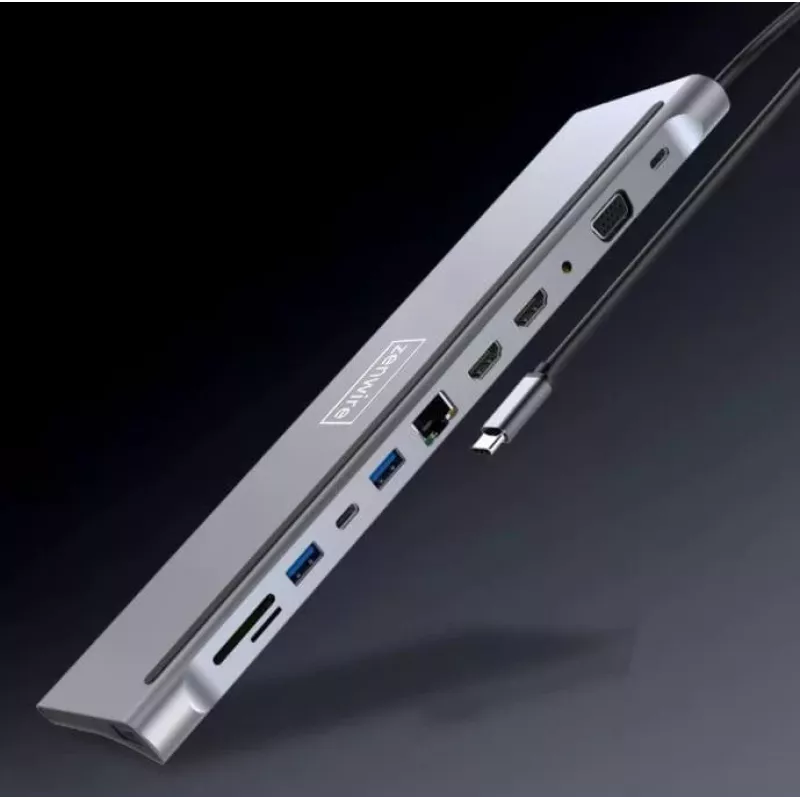 ZENWIRE Hub Adattatore USB-C 12-in-1 Docking Station 2x HDMI 4K Ethernet RJ45 USB 3.0 BYL-2211