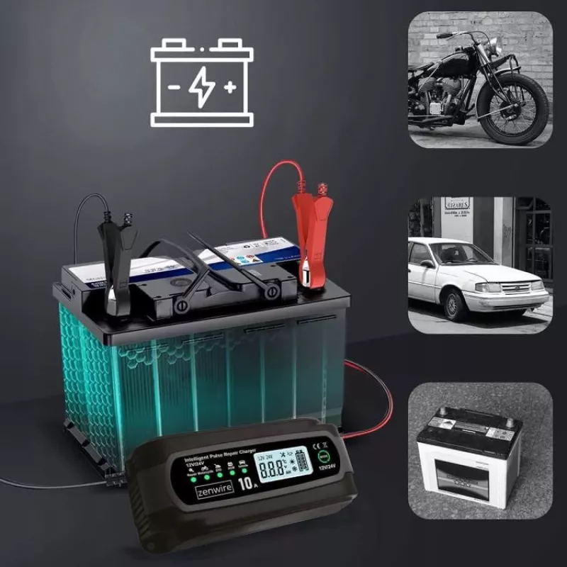 ZENWIRE JMD-10 Caricabatterie intelligente per auto 12V 24V 10A con funzione di riparazione