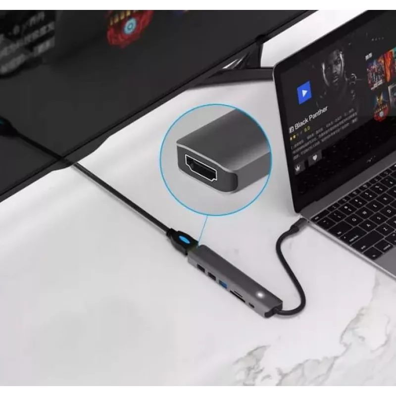 ZENWIRE BS-HC703 adattatore hub USB-C 7-in-1 con HDMI 4K, USB 3.0, SD, PD
