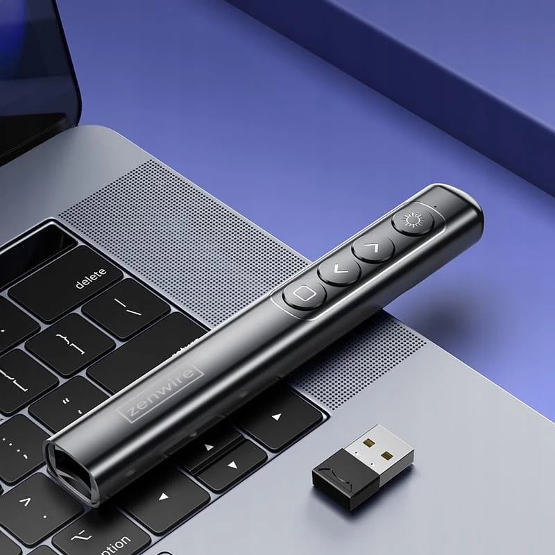 ZENWIRE S9 Puntatore laser USB per presentazioni, 2,4 GHz, laser rosso, nero