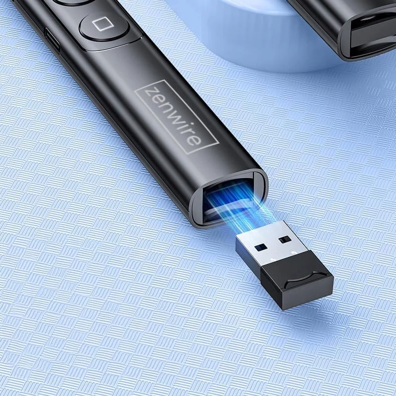 ZENWIRE S9 Puntatore laser USB per presentazioni, 2,4 GHz, laser rosso, nero